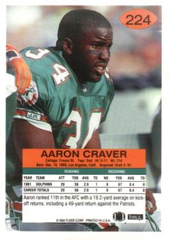 1992 Fleer #224 Aaron Craver Back
