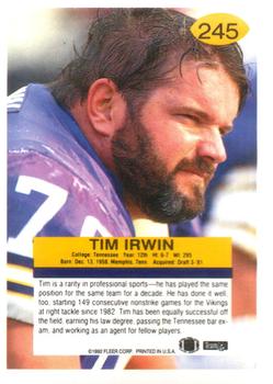 1992 Fleer #245 Tim Irwin Back