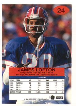 1992 Fleer #24 James Lofton Back