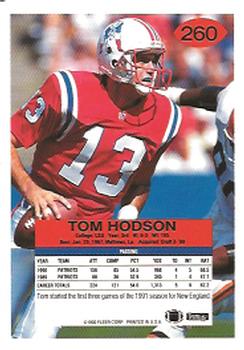 1992 Fleer #260 Tom Hodson Back