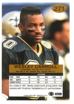 1992 Fleer #271 Wesley Carroll Back