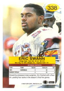 1992 Fleer #338 Eric Swann Back