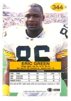 1992 Fleer #344 Eric Green Back