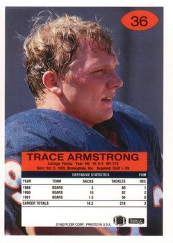 1992 Fleer #36 Trace Armstrong Back