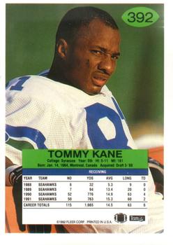 1992 Fleer #392 Tommy Kane Back