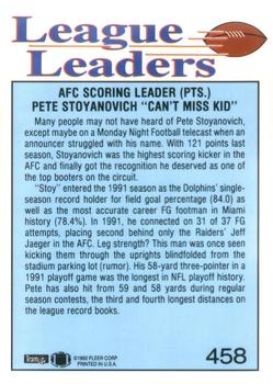 1992 Fleer #458 Pete Stoyanovich Back