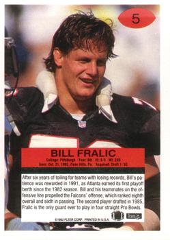 1992 Fleer #5 Bill Fralic Back