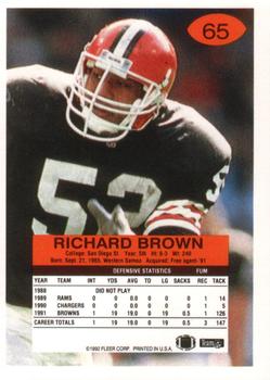 1992 Fleer #65 Richard Brown Back