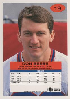 1992 Fleer #19 Don Beebe Back