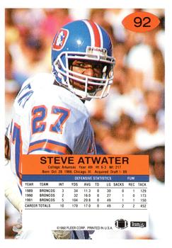 1992 Fleer #92 Steve Atwater Back