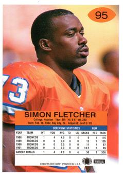 1992 Fleer #95 Simon Fletcher Back
