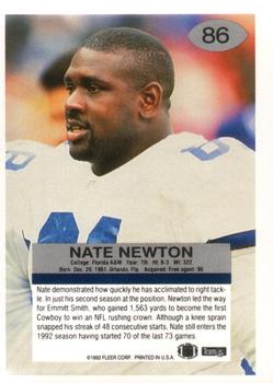 1992 Fleer #86 Nate Newton Back