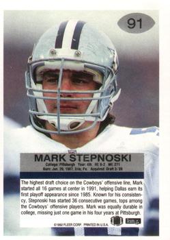 1992 Fleer #91 Mark Stepnoski Back