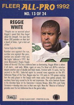 1992 Fleer - Fleer All-Pro 1992 #13 Reggie White Back