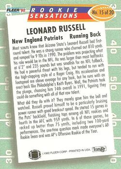 1992 Fleer - Rookie Sensations #15 Leonard Russell Back