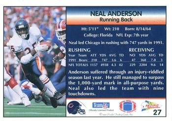 1992 Pacific #27 Neal Anderson Back