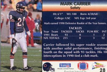 1992 Pacific #28 Mark Carrier Back