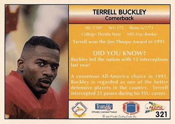 1992 Pacific #321 Terrell Buckley Back
