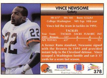 1992 Pacific #378 Vince Newsome Back