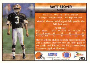 1992 Pacific #382 Matt Stover Back