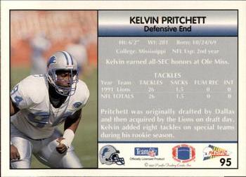 1992 Pacific #95 Kelvin Pritchett Back