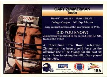 1992 Pacific #186 Gary Zimmerman Back