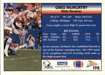 1992 Pacific #198 Greg McMurtry Back