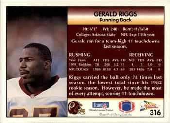 1992 Pacific #316 Gerald Riggs Back