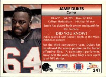 1992 Pacific #341 Jamie Dukes Back