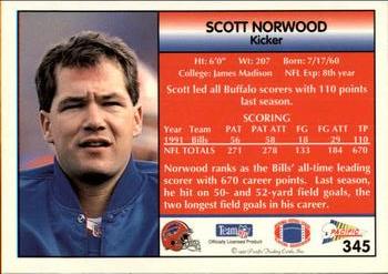 1992 Pacific #345 Scott Norwood Back