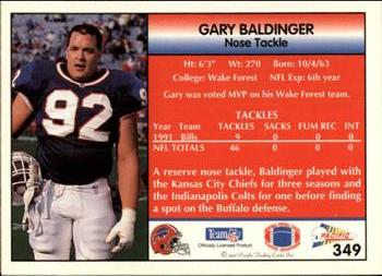 1992 Pacific #349 Gary Baldinger Back