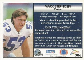 1992 Pacific #386 Mark Stepnoski Back
