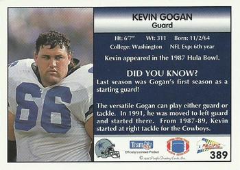 1992 Pacific #389 Kevin Gogan Back