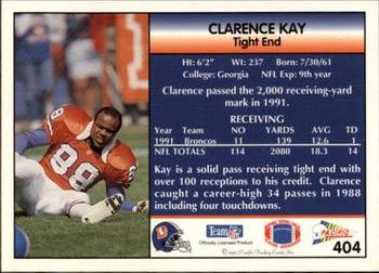 1992 Pacific #404 Clarence Kay Back