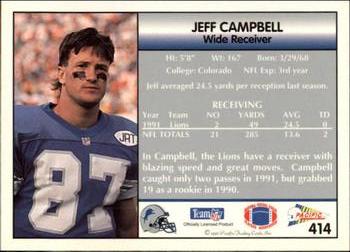 1992 Pacific #414 Jeff Campbell Back