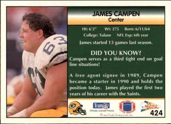 1992 Pacific #424 James Campen Back