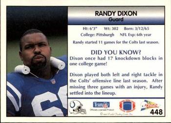 1992 Pacific #448 Randy Dixon Back