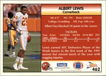 1992 Pacific #462 Albert Lewis Back