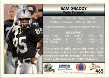 1992 Pacific #465 Sam Graddy Back