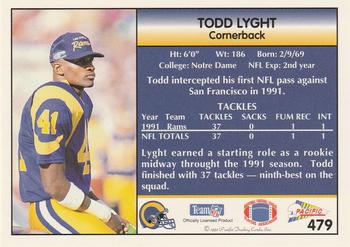 1992 Pacific #479 Todd Lyght Back