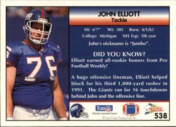 1992 Pacific #538 John Elliott Back