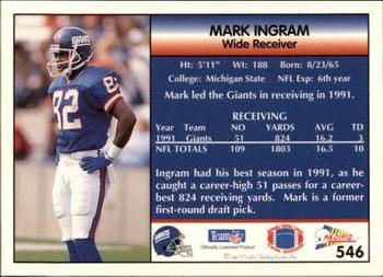 1992 Pacific #546 Mark Ingram Back