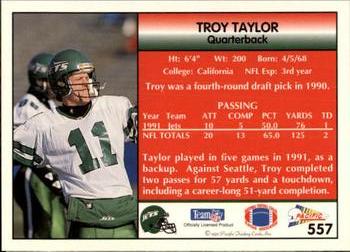 1992 Pacific #557 Troy Taylor Back