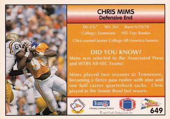 1992 Pacific #649 Chris Mims Back