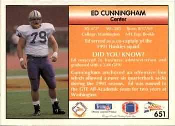 1992 Pacific #651 Ed Cunningham Back