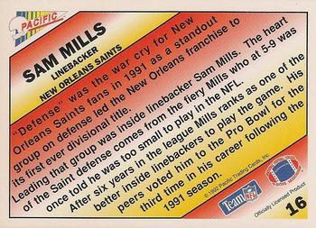 1992 Pacific - Pacific Picks the Pros Gold #16 Sam Mills Back