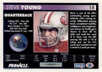 1992 Pinnacle #18 Steve Young Back