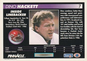 1992 Pinnacle #7 Dino Hackett Back