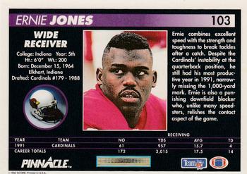 1992 Pinnacle #103 Ernie Jones Back