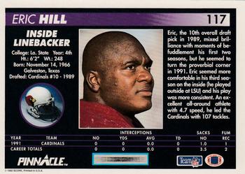 1992 Pinnacle #117 Eric Hill Back